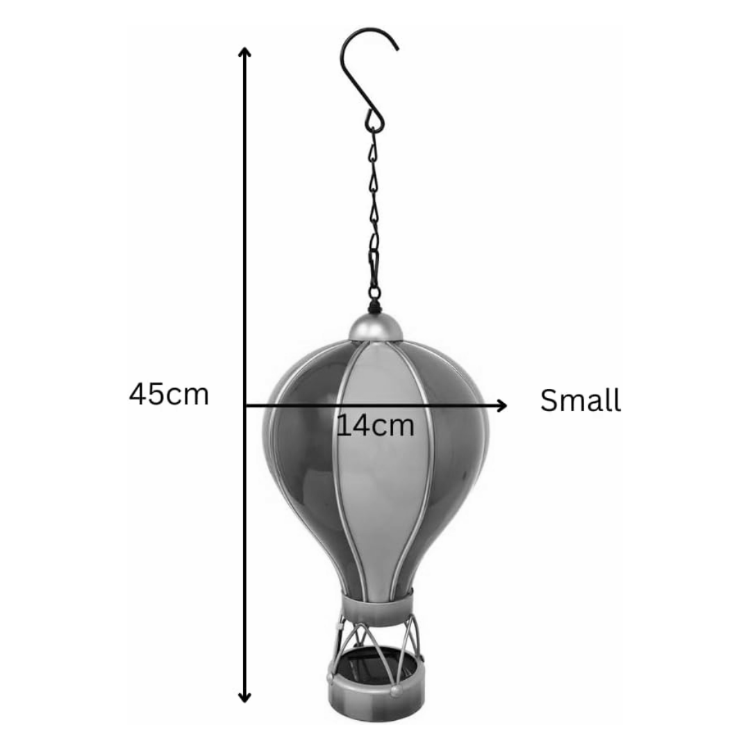 Red and White Solar Hot Air Balloon – Outdoor Hanging LED Light for Garden, Patio & Porch Décor