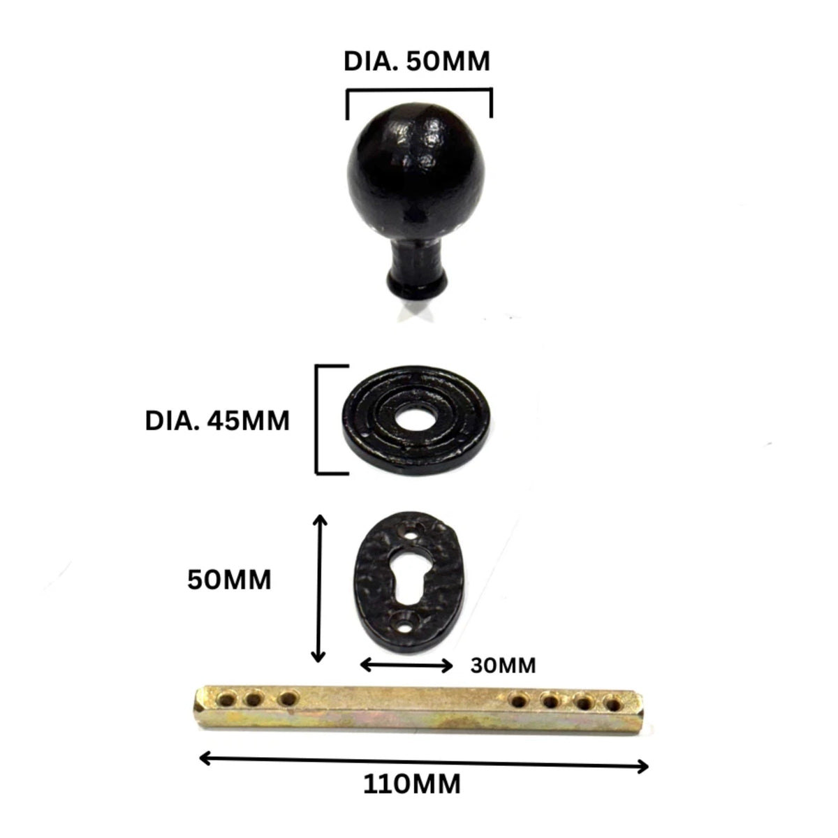 Black Antique Cast Iron Rim Door Knob Set