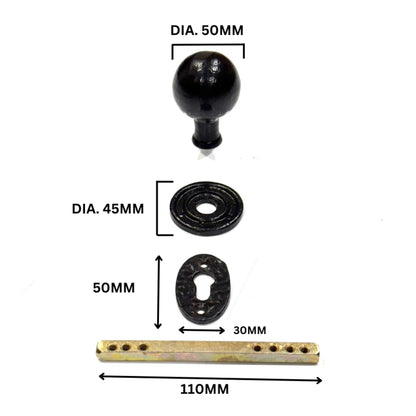 Black Antique Cast Iron Rim Door Knob Set