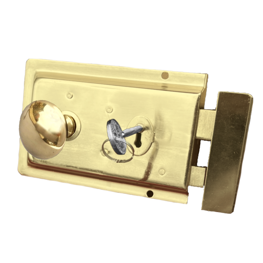 Solid Brass Rim Lock Door Knob Old Vintage Victorian Style BRASS HANDLES