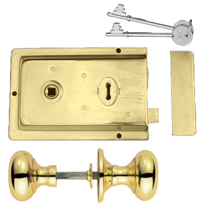 Solid Brass Rim Lock Door Knob Old Vintage Victorian Style BRASS HANDLES