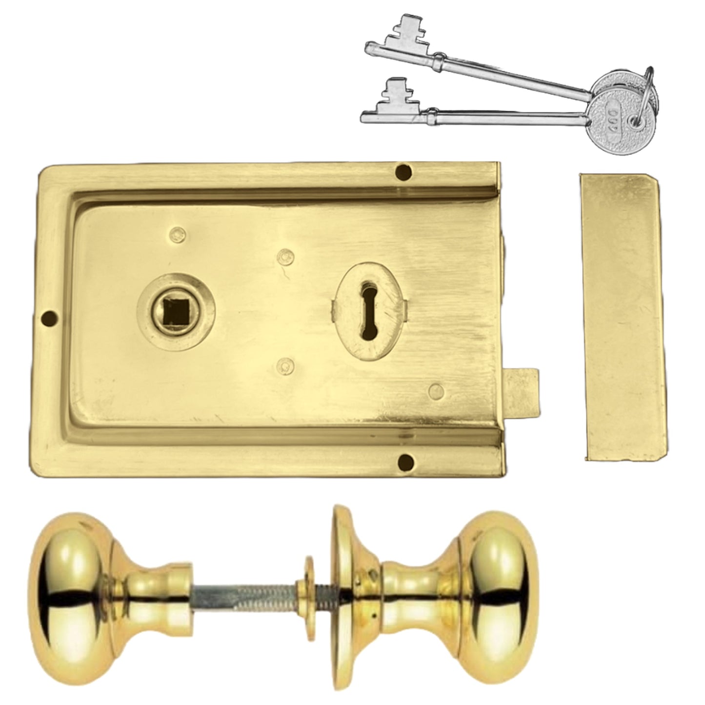 Marketplace JPG companion for Brass Fluted Rim Lock Door Knob Old Vintage Victorian Style Knobs - 6" x 4"