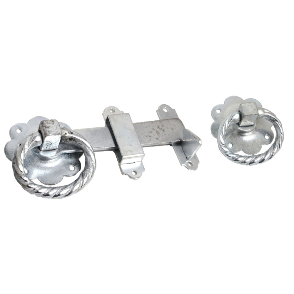 Ring Gate Latch Zinc Plated 6" 150mm Twisted Ring Silver Garden Gate Catch