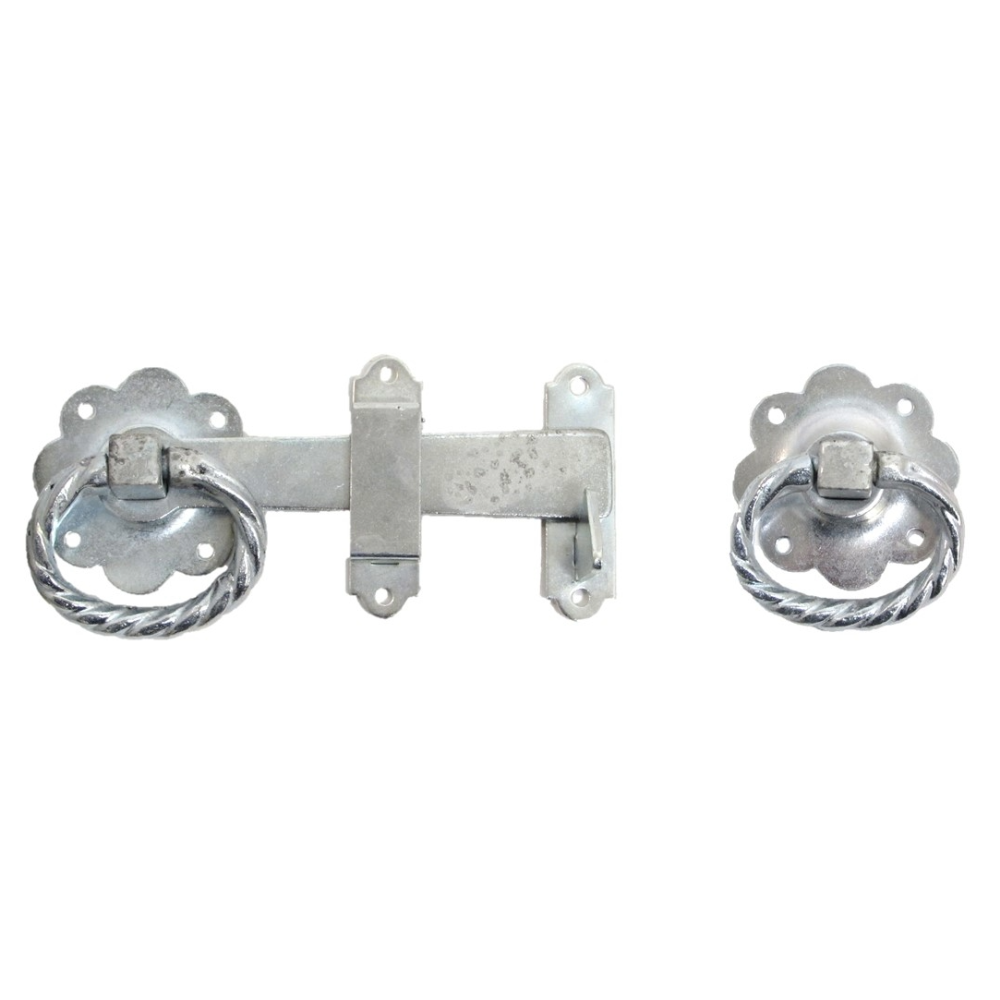 Ring Gate Latch Zinc Plated 6" 150mm Twisted Ring Silver Garden Gate Catch