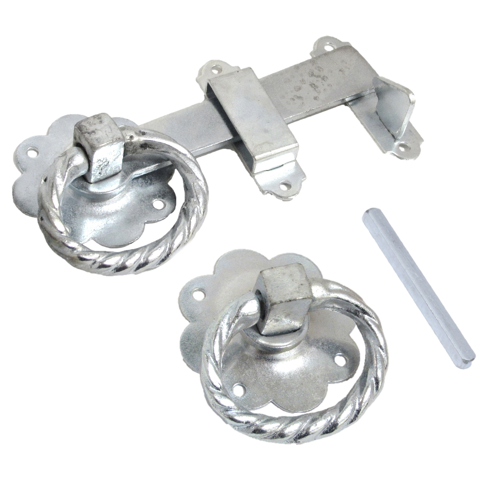 Ring Gate Latch Zinc Plated 6" 150mm Twisted Ring Silver Garden Gate Catch