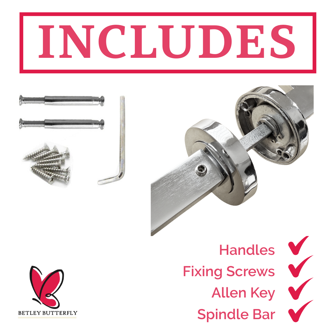 UNO-3 Door Handle Bathroom Set Modern Polished Chrome Lever on Rose Internal Thumbturn Pack
