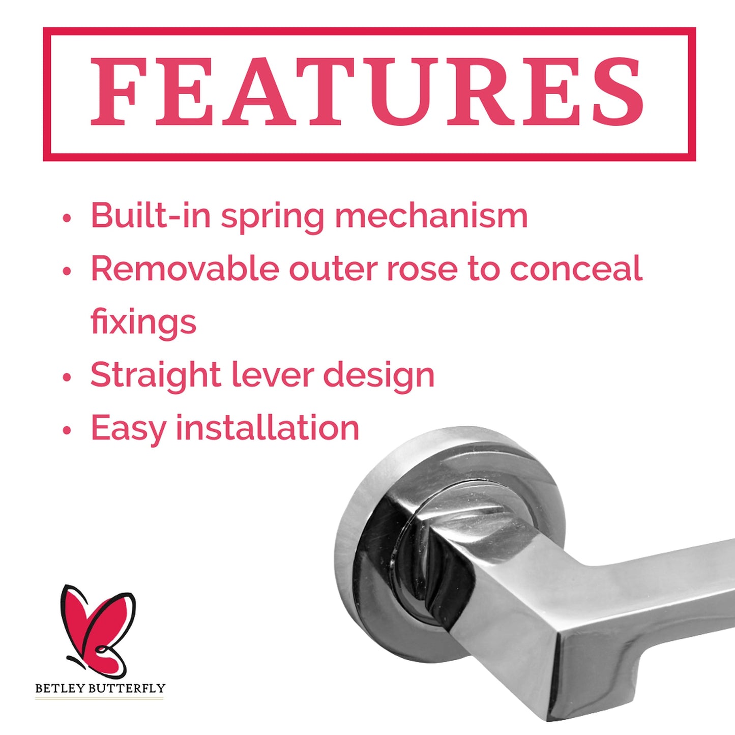 Marketplace JPG companion for UNO-3 Door Handle Lock Key Set Modern Polished Chrome Lever on Rose Internal Escutcheon