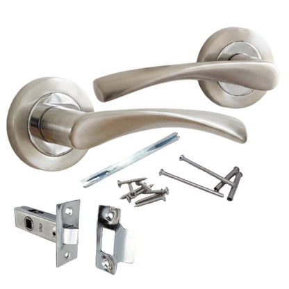 Marketplace JPG companion for Astrid Door Handles Latch Pack Twist Lever on Rose - Satin Chrome 120mm