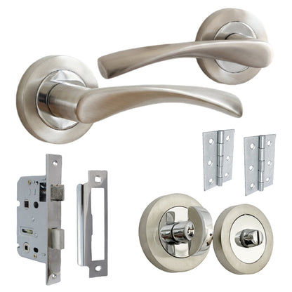 Marketplace JPG companion for Astrid Door Handles Bathroom Thumb Turn Lock Twist Lever on Rose - Satin Chrome 120mm