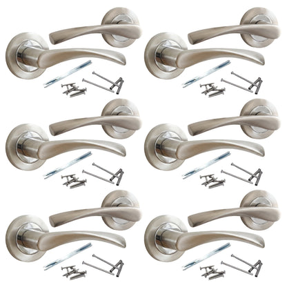 Marketplace JPG companion for Multipack Astrid Door Handles Latch Twist Lever on Rose - Satin and Chrome 120mm