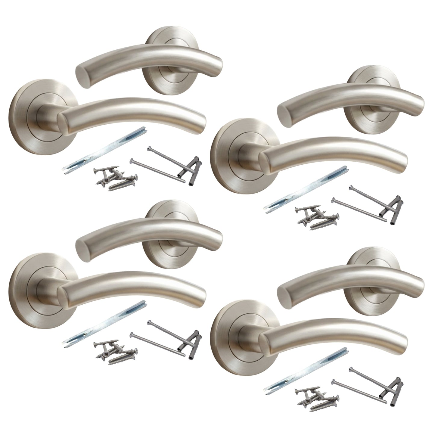 Marketplace JPG companion for Multipack Arched Lever Door Handles on Round Rose - Satin 134mm - 10mm