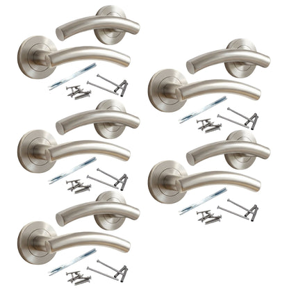 Marketplace JPG companion for Multipack Arched Lever Door Handles on Round Rose - Satin 134mm - 10mm