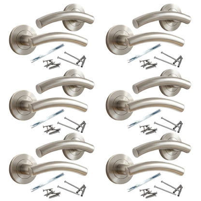 Marketplace JPG companion for Multipack Arched Lever Door Handles on Round Rose - Satin 134mm - 10mm