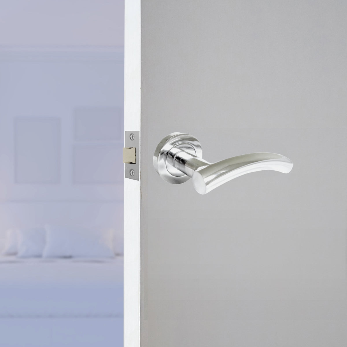 Marketplace JPG companion for Arched Lever Door Handles on Round Rose - Chrome 134mm - 10mm