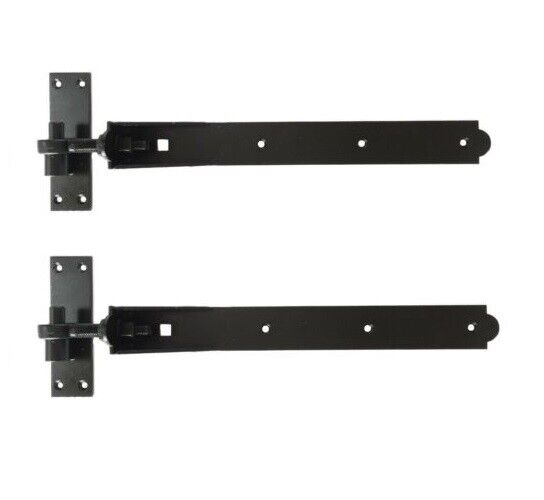 Adjustable Gate Hinges Pair 350mm 14" Black Heavy Duty Hook and Band Stable