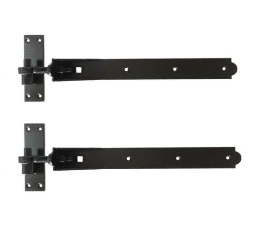 Adjustable Gate Hinges Pair 350mm 14" Black Heavy Duty Hook and Band Stable