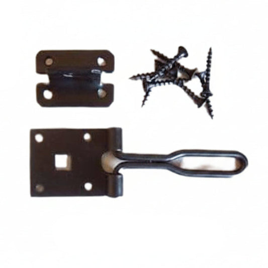 Black Wire Hasp & Staple with Fixings – 3″, 4″ or 6″, Pack of 2 – 3″