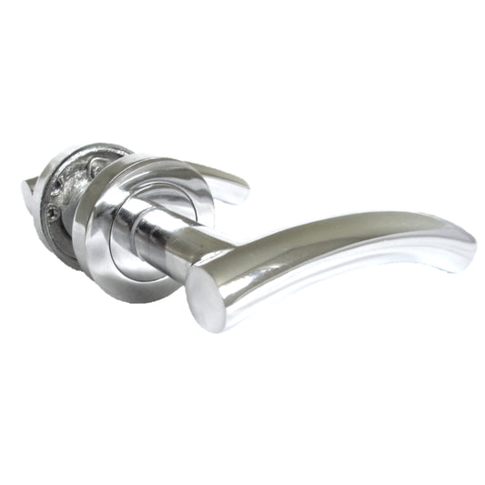 Arched Lever Door Handle on Rose CHROME