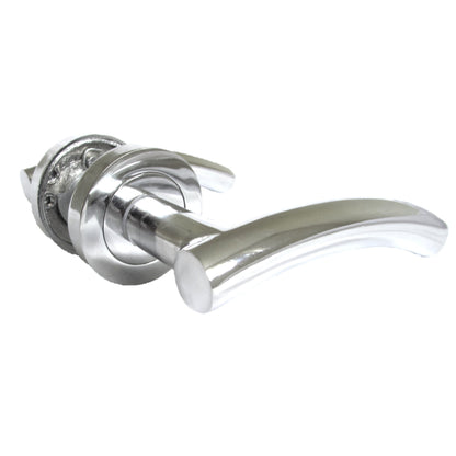 Poignée de porte à levier arquée sur rosace Serrure de salle de bain à bouton-poussoir CHROME
