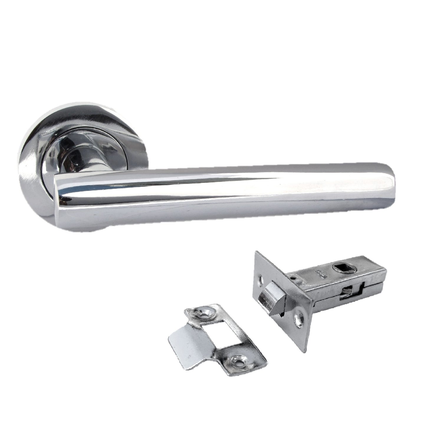 T Bar ROUND ROSE MODERN Door Handle - TUBULAR LATCH Chrome Door Pack