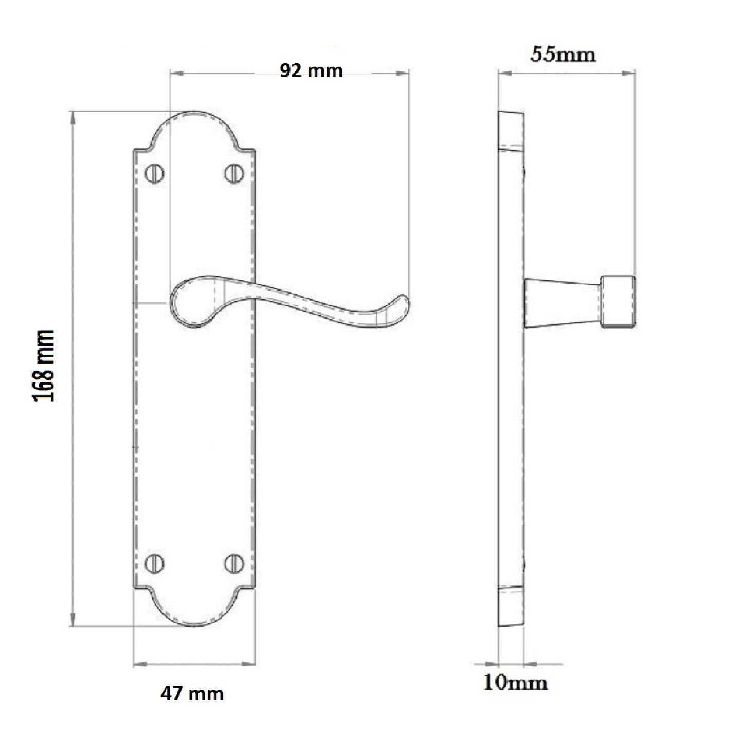 Ashford Door Handle Latch Scroll Lever - Polished Brass