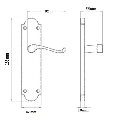 Ashford Door Handle Latch Scroll Lever - Polished Brass