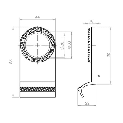 Georgian Style Polished Brass Cylinder Door Pull, 85mm x 45mm x 2mm, product view 2