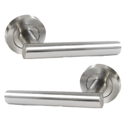 Door Handles T Bar Straight Lever on Rose Thumb turn & Lock - Satin