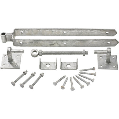 18" 450mm Adjustable Double Strap Field Gate Hinge Hook Plates Set GALVANISED