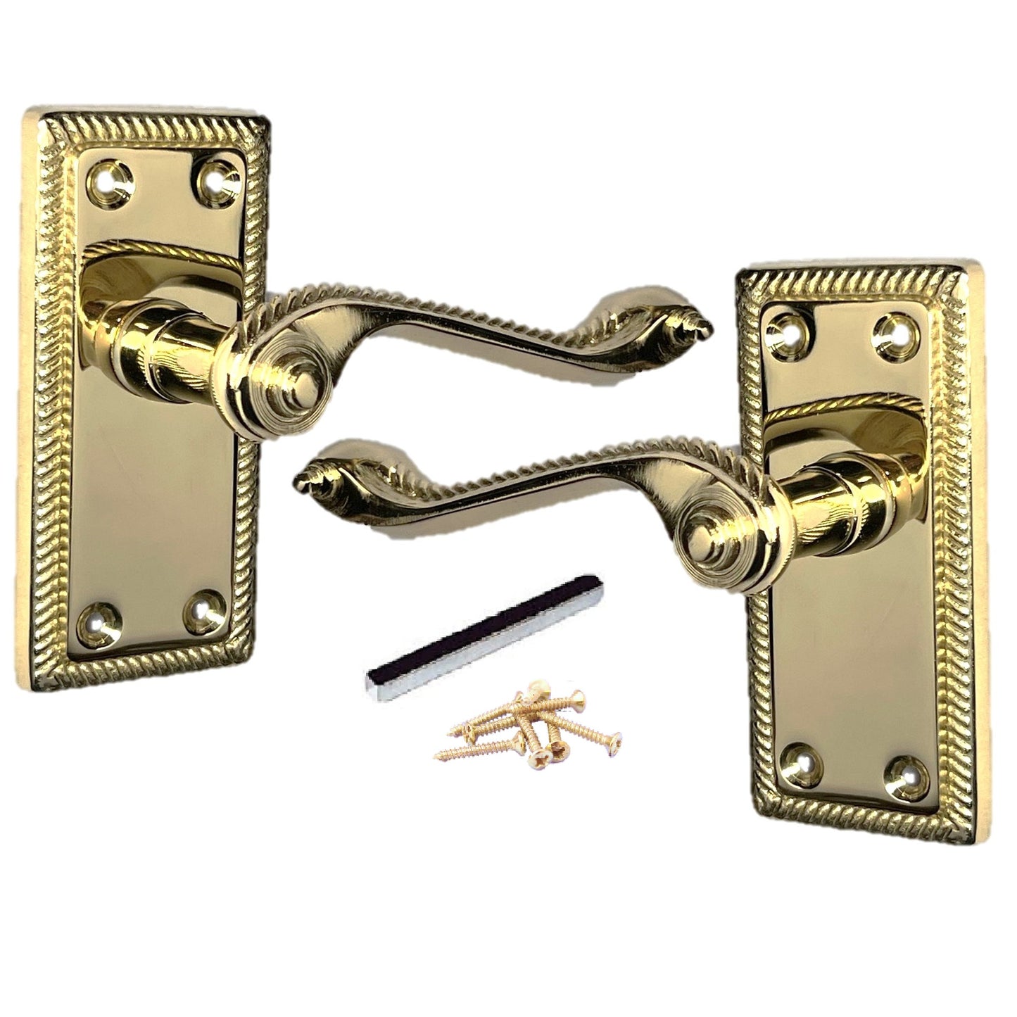 Marketplace JPG companion for Door Handles Georgian Lever Latch Roped Edge - Brass 110mm X 50mm - 108mm X 48mm