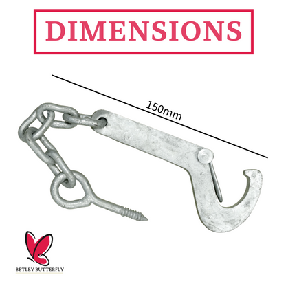 Safety Hook & Eye Gate Latch, Galvanised Steel Animal-Safe Catch for Outdoor Gates