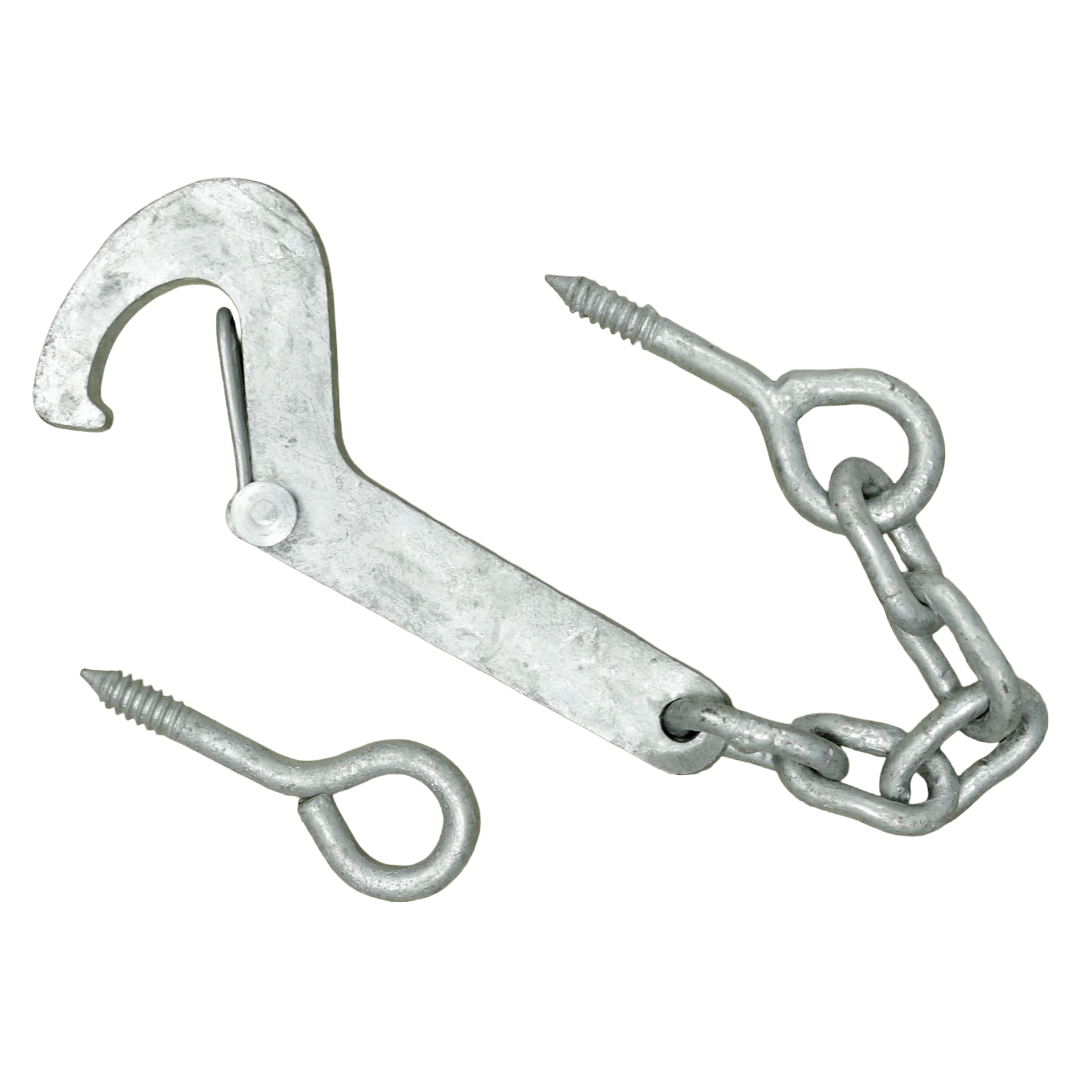 Safety Hook & Eye Gate Latch, Galvanised Steel Animal-Safe Catch for Outdoor Gates