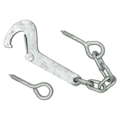 Safety Hook & Eye Gate Latch, Galvanised Steel Animal-Safe Catch for Outdoor Gates