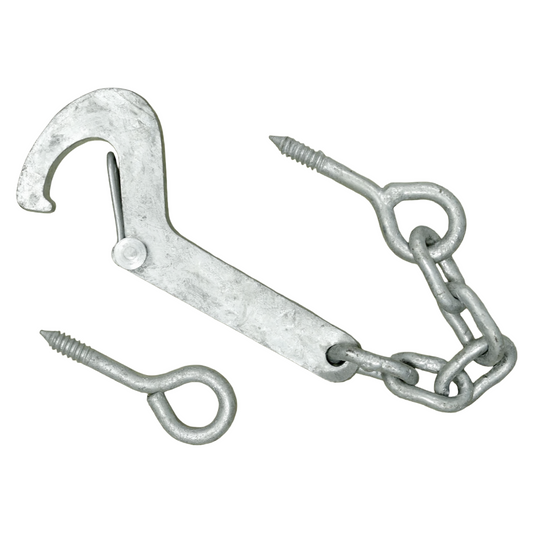 Safety Hook & Eye Gate Latch, Galvanised Steel Animal-Safe Catch for Outdoor Gates