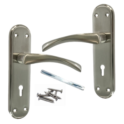Marketplace JPG companion for Genova Door Handles Satin Twist Lever Lock on Modern Marina Backplate
