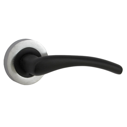 Zena Door Handle Modern Matt Black Lever Satin Chrome Rose Internal + Latch & Hinges