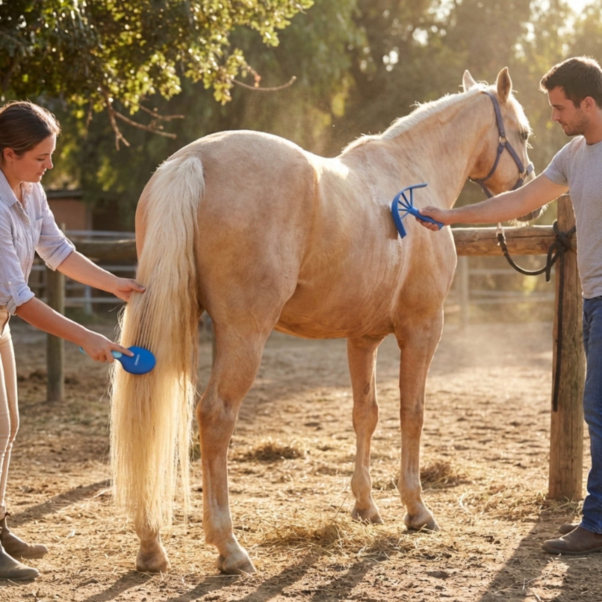 Marketplace JPG companion for Perry Equestrian Ergonomic Tail & Mane Brush Horse Pony Grooming Pet Kit