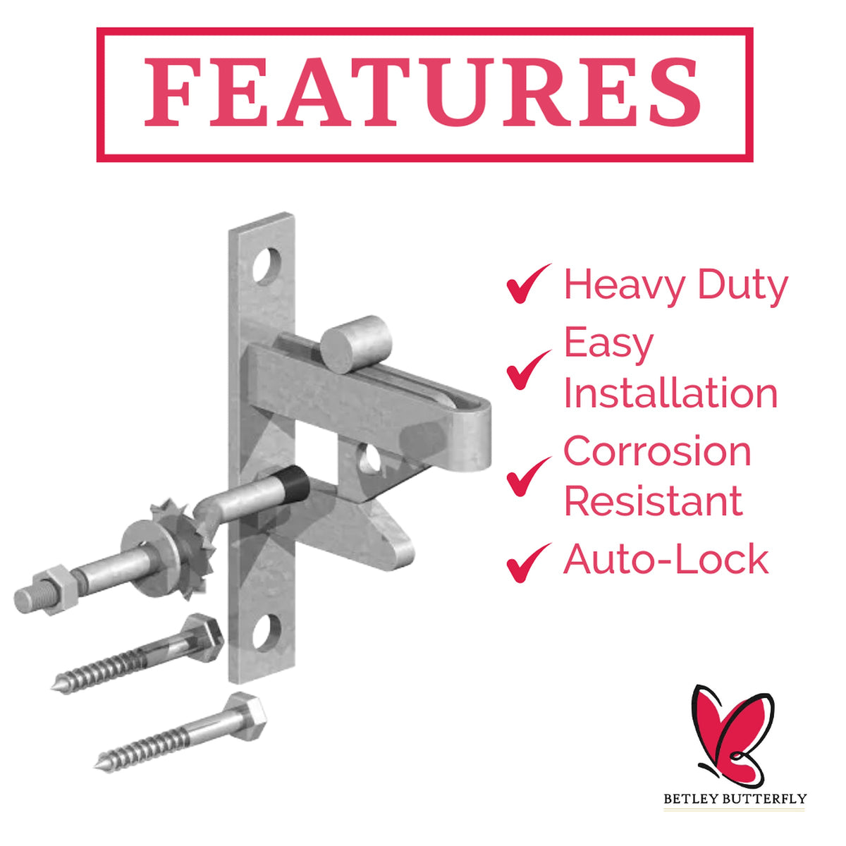 Marketplace JPG companion for Self Locking Auto Gate Catch Galvanised Steel Gate Latch with Straight Striker