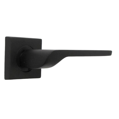 Poignée de porte UNO-2 noire mate à levier sur rosace carrée pour portes intérieures + loquet de 64 mm