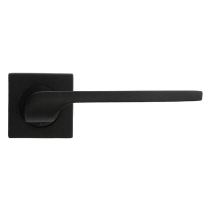 Poignée de porte UNO-2, levier noir mat sur rosace carrée, loquet intérieur, poignées de portes en bois