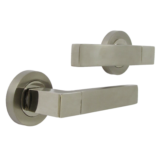 Cafri Line Door Handle Modern Satin Nickel Lever on Rose Internal Latch Doors Handles