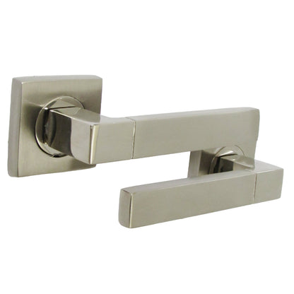 Marketplace JPG companion for Cafri Line Door Handle Satin Nickel Rectangular Lever on Square Rose Internal Handles + 64mm Latch & Hinges
