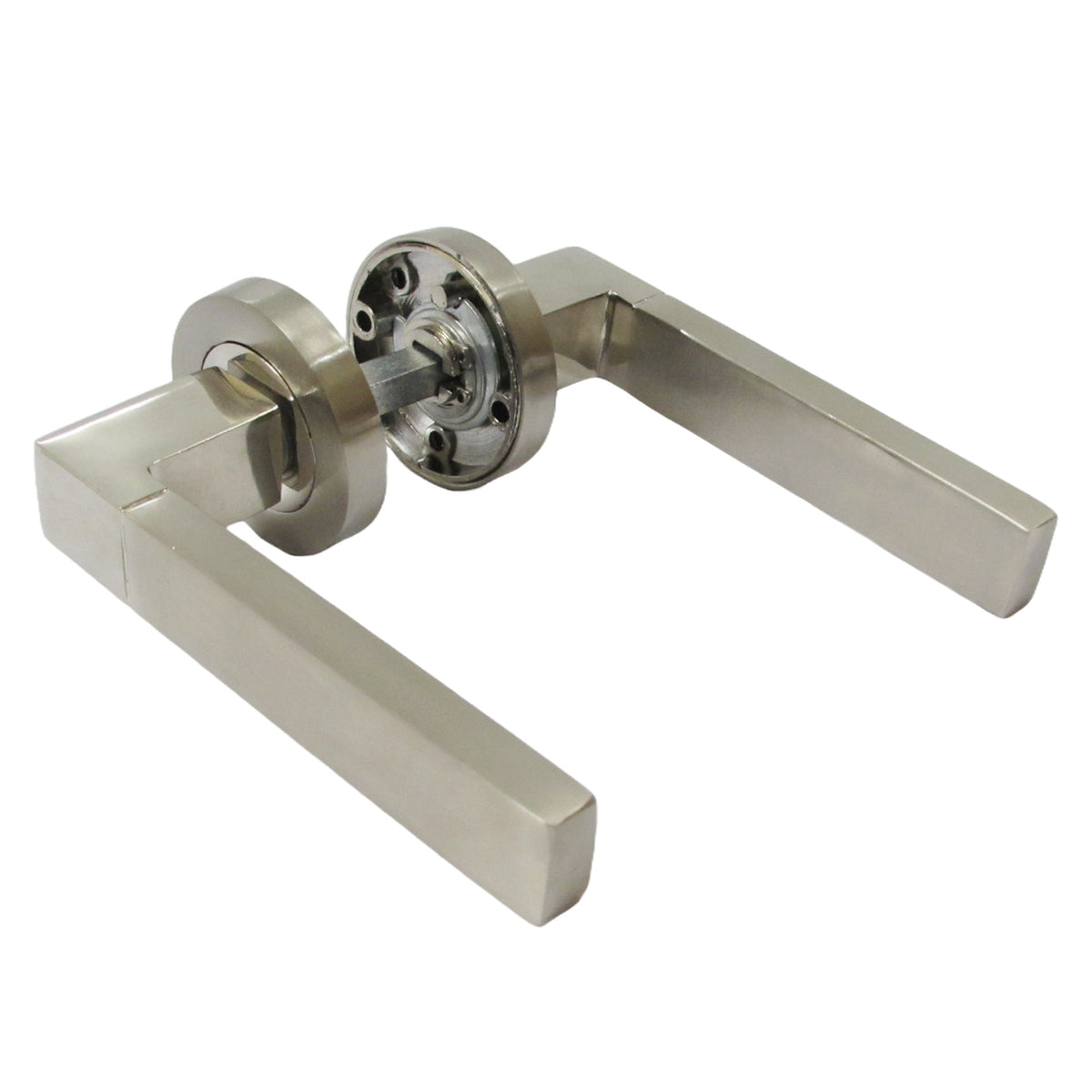 Marketplace JPG companion for Cafri Line Door Handle Lock Key Set Modern Satin Nickel Lever on Rose Internal Escutcheon Pack