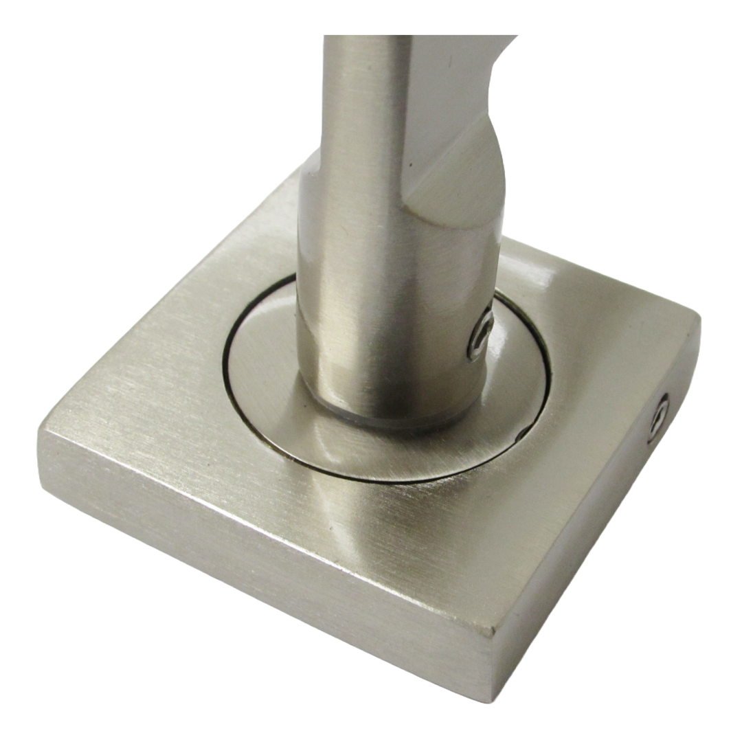 Poignée de porte UNO en nickel satiné, levier moderne sur rosace carrée, poignées intérieures + loquet de 64 mm