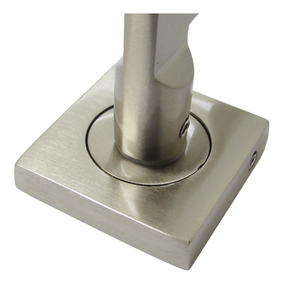 Poignée de porte UNO en nickel satiné, levier moderne sur rosace carrée, poignées intérieures + loquet de 64 mm