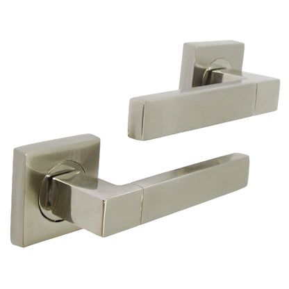 Marketplace JPG companion for Cafri Line Door Handle Satin Nickel Rectangular Lever on Square Rose Internal Handles + 64mm Latch & Hinges