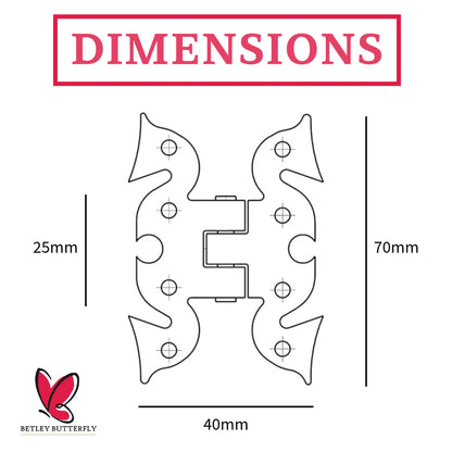 Marketplace JPG companion for Antique Black Cabinet Butterfly Hinges 70mm X 45mm, Cast Iron Snake Cupboard Hinges with Fixings