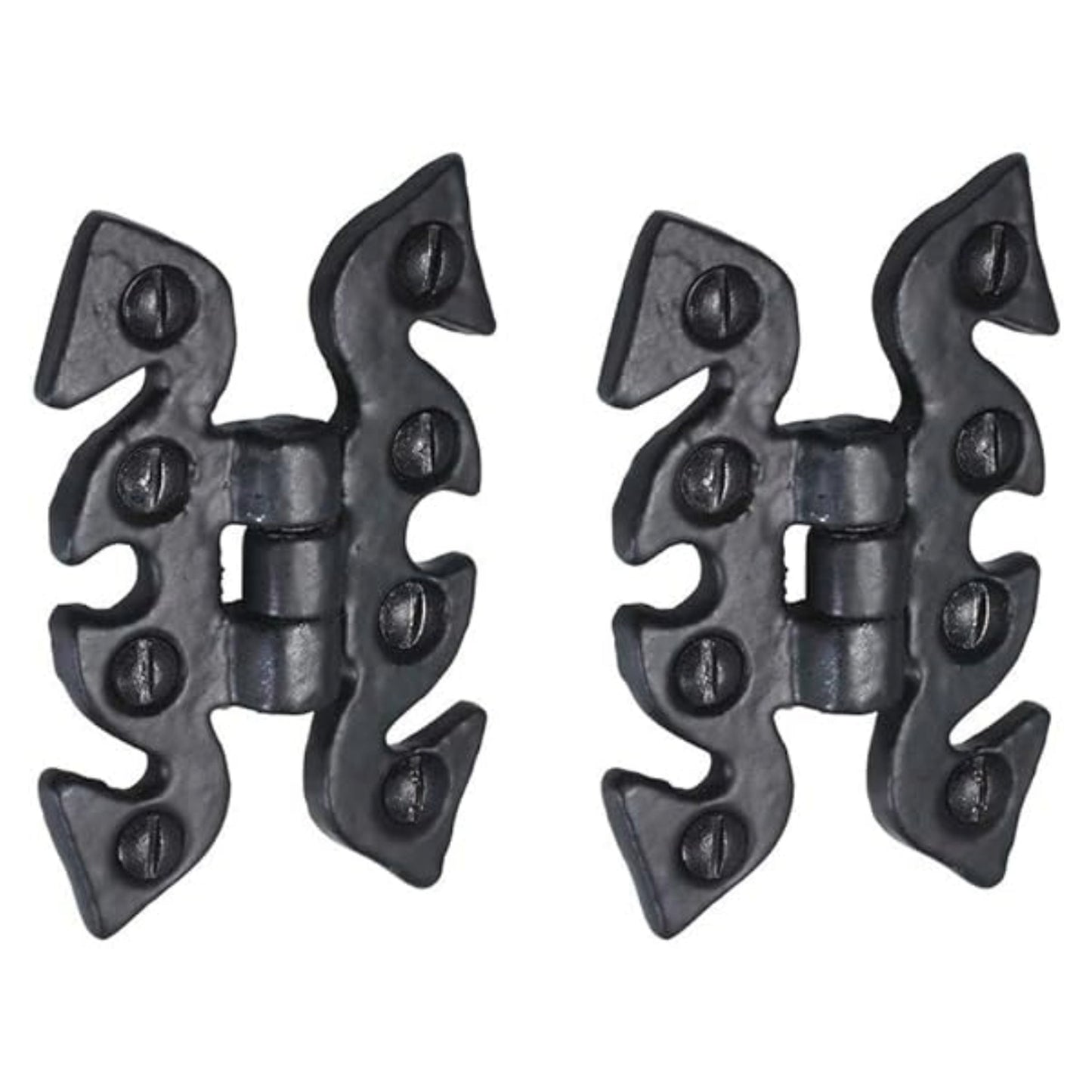 Marketplace JPG companion for Antique Black Cabinet Butterfly Hinges 70mm X 45mm, Cast Iron Snake Cupboard Hinges with Fixings