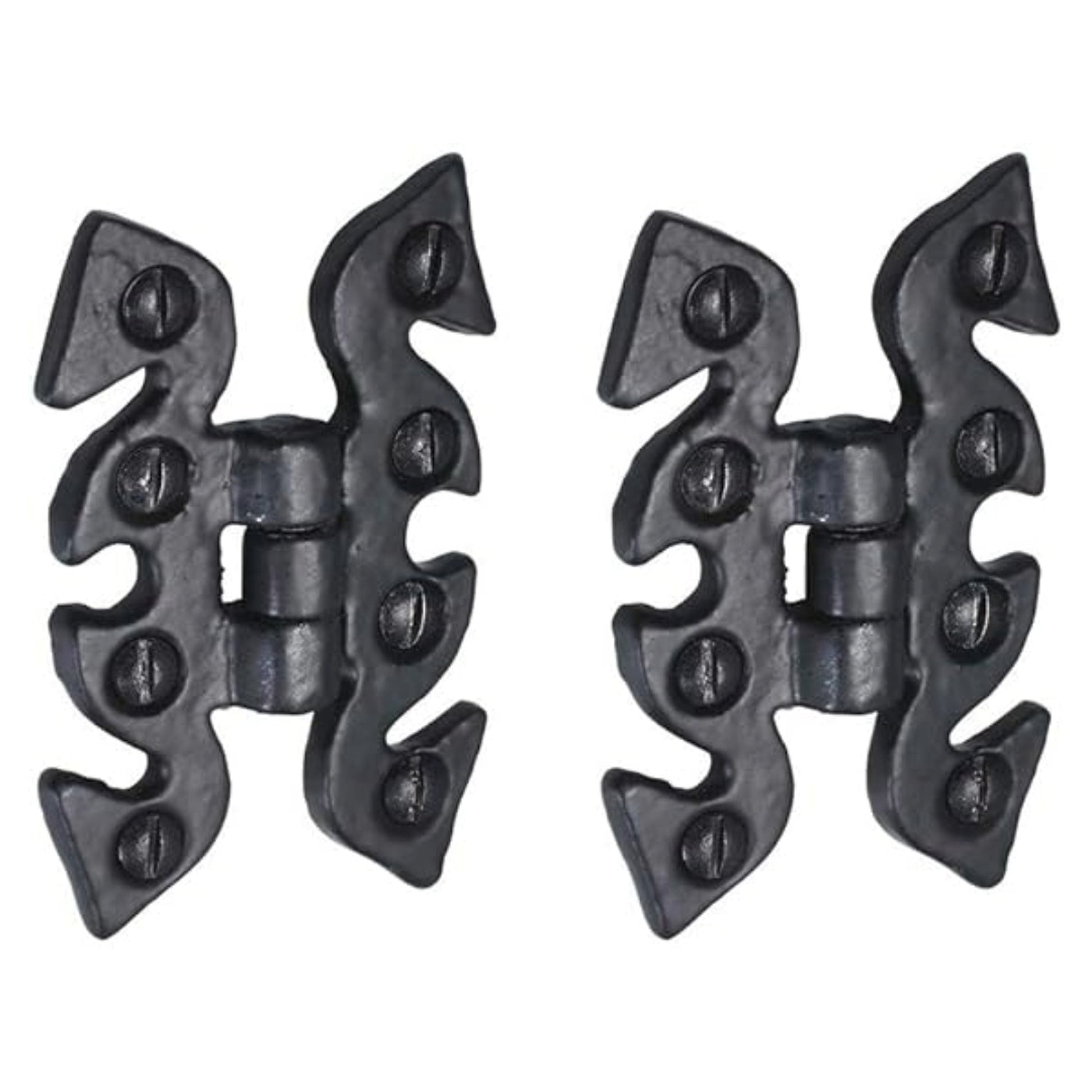 Marketplace JPG companion for Antique Black Cabinet Butterfly Hinges 70mm X 45mm, Cast Iron Snake Cupboard Hinges with Fixings