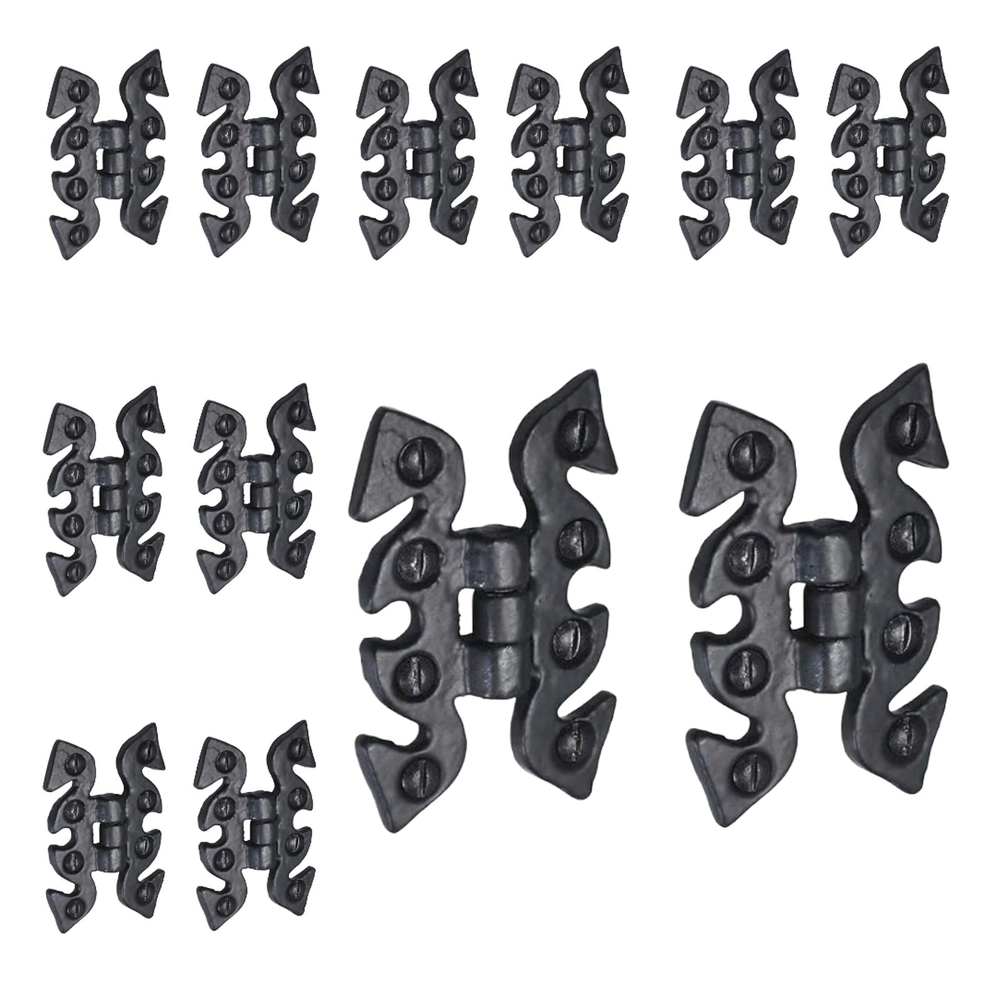 Marketplace JPG companion for Antique Black Cabinet Butterfly Hinges 70mm X 45mm, Cast Iron Snake Cupboard Hinges with Fixings